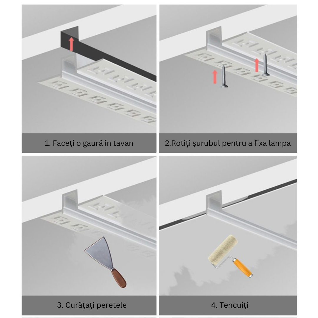 Profil Aluminiu pentru Banda LED Incastrabil sub Tencuiala 2M
