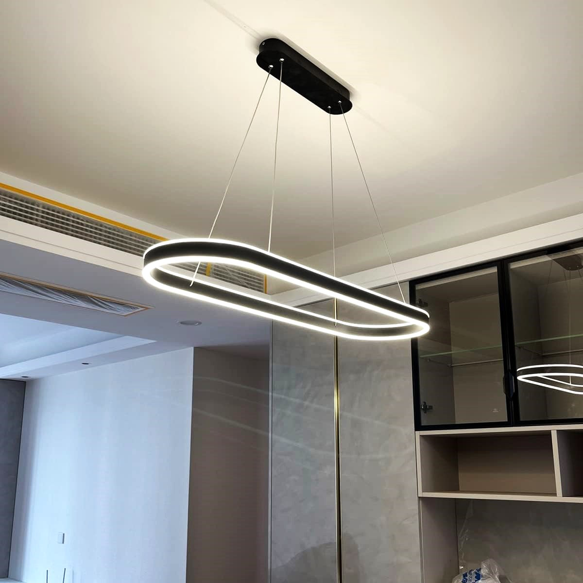 Lustra LED KING Black 1 Segment Oval Echivalent 400W Telecomanda