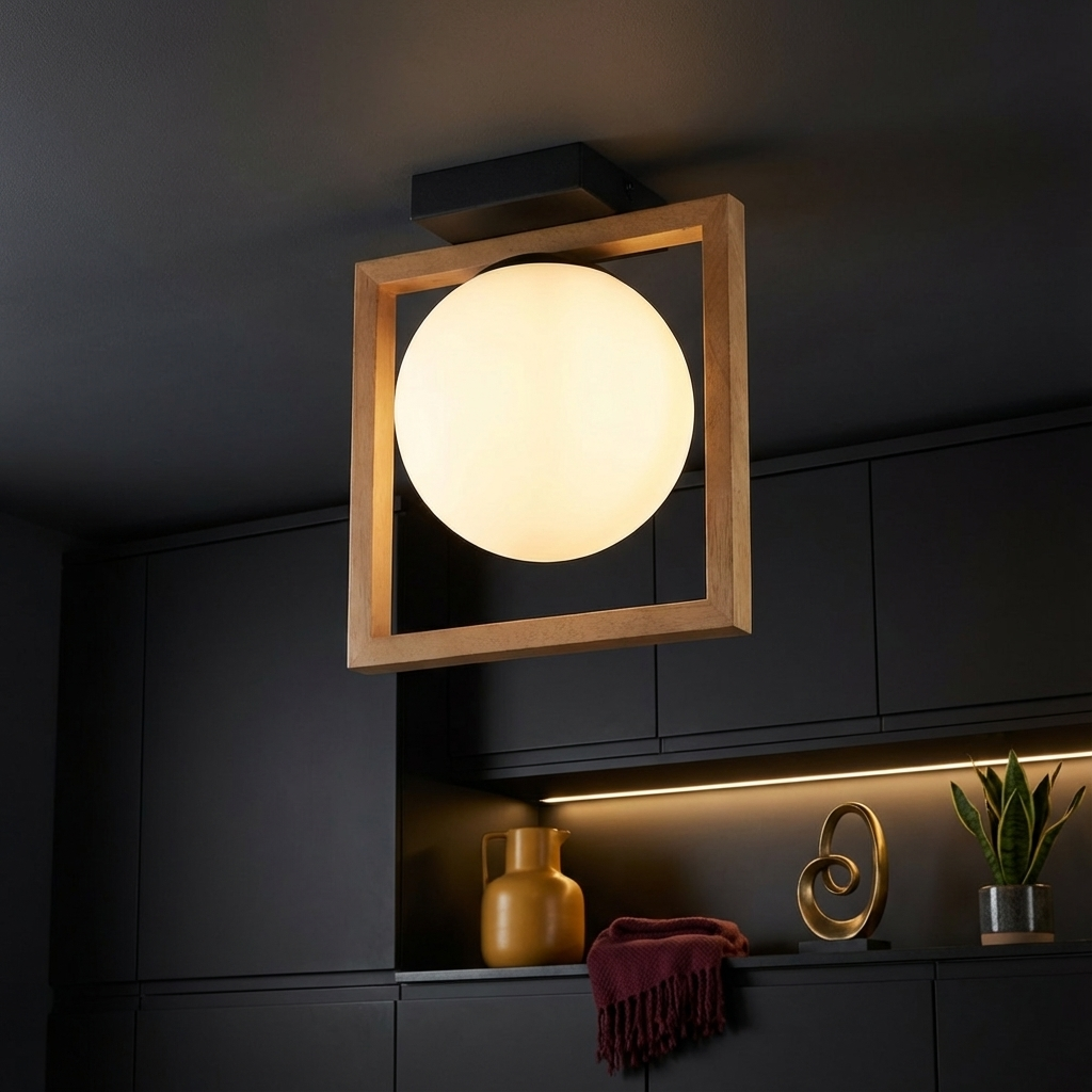 Lustra Abajur INIGO 1xE14 Lemn