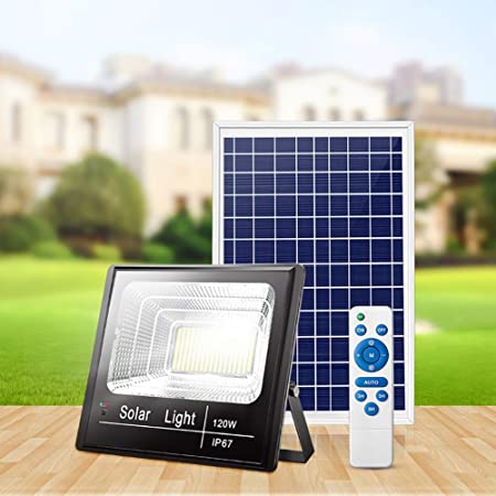 Proiector LED Negru cu Panou Solar 200W telecomanda