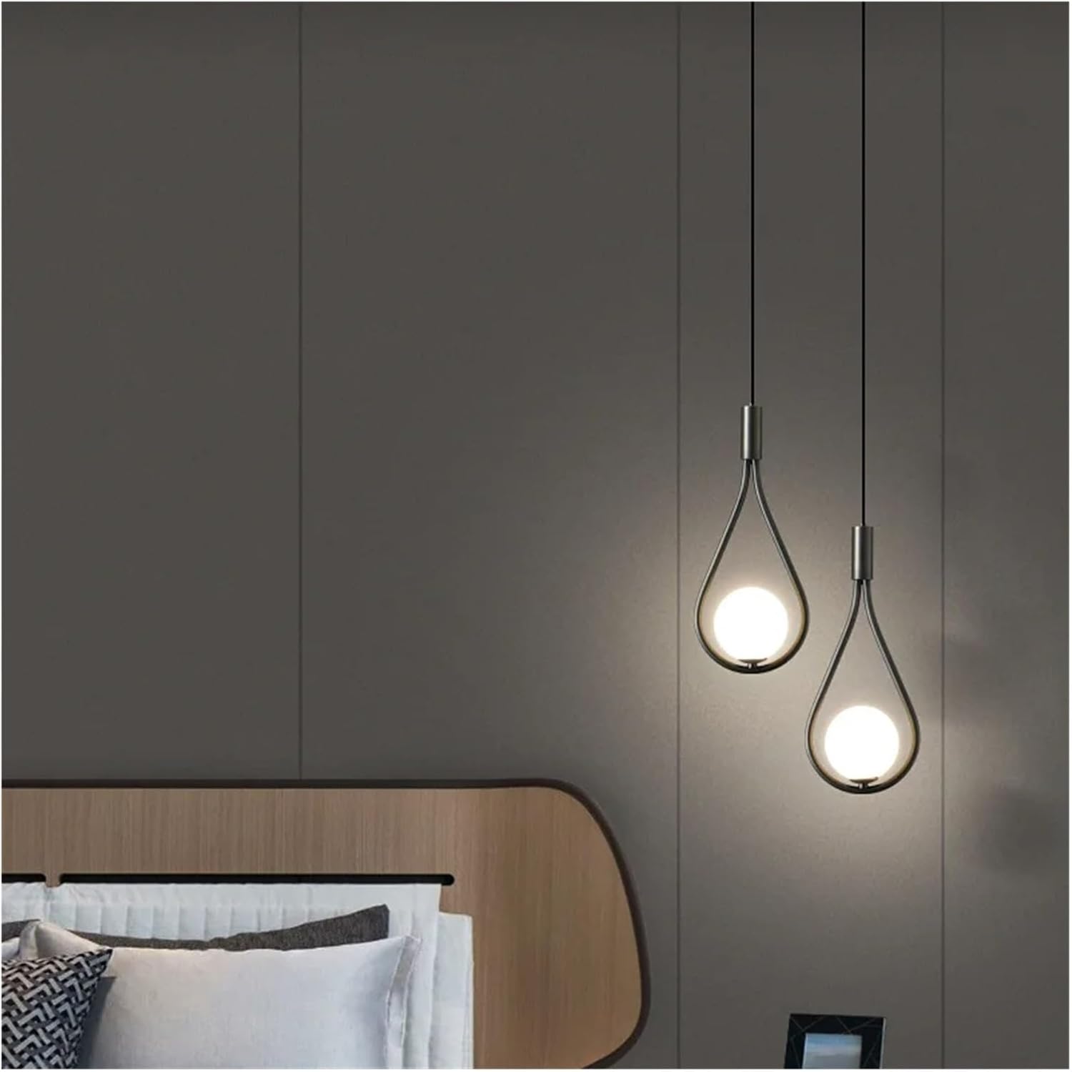 Lustra Abajur Mat Black Tears 2xE14