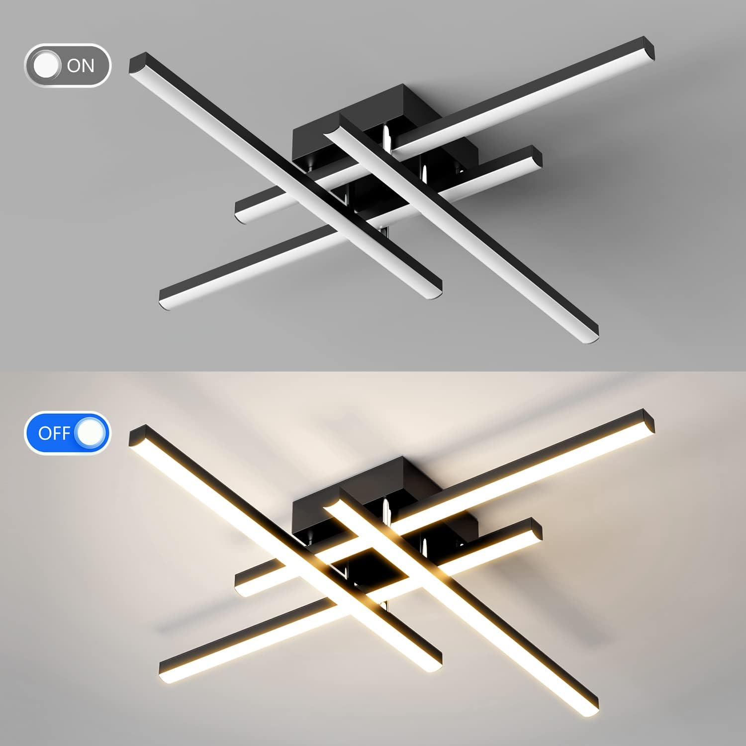 Lustra LED 4 Modern LINES Black Echivalent 400W Telecomanda