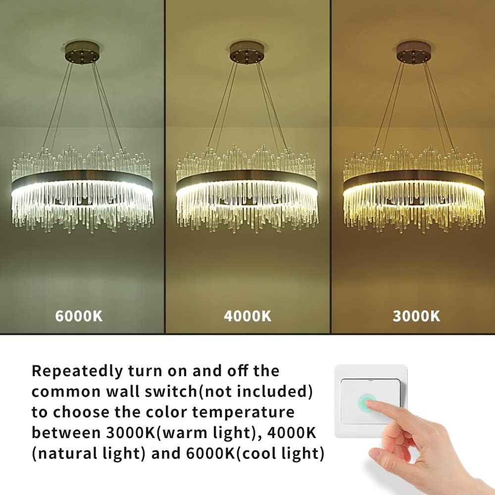 Lustra LED Suspendata CROWN Gold Cristal 60cm Echivalent 500W