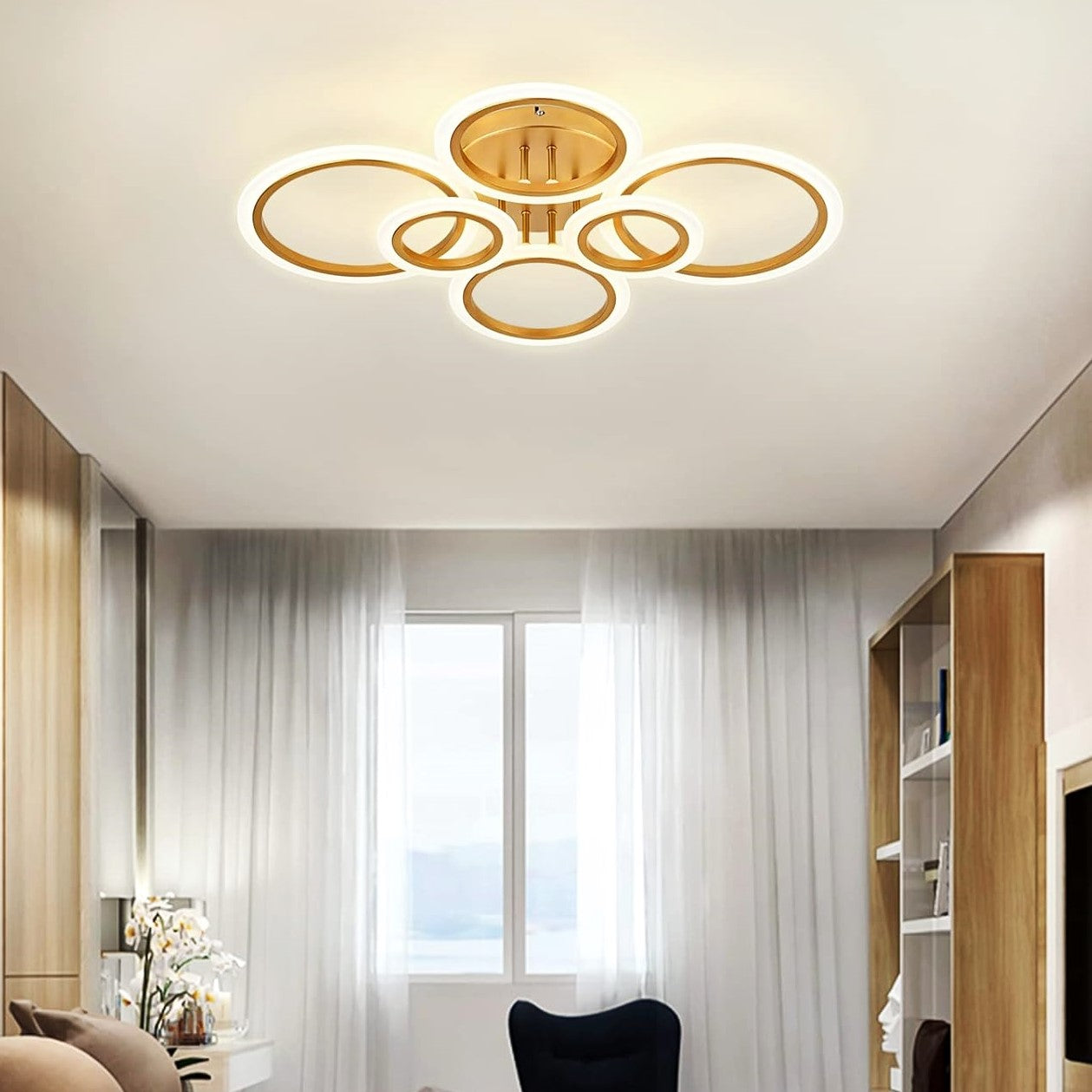 Lustra LED 4+2 CIRCLE MAXI GOLD Echivalent 600W Telecomanda