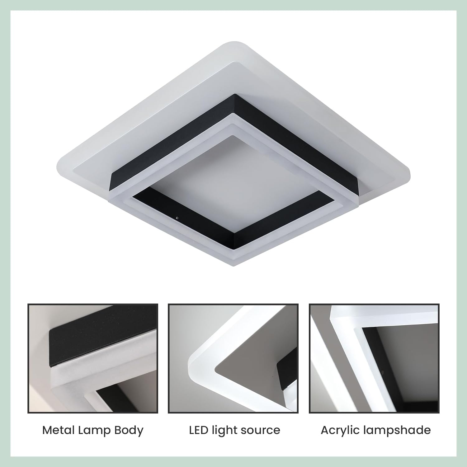 Lustra LED 64W QUADRATA BLACK Echivalent 200W