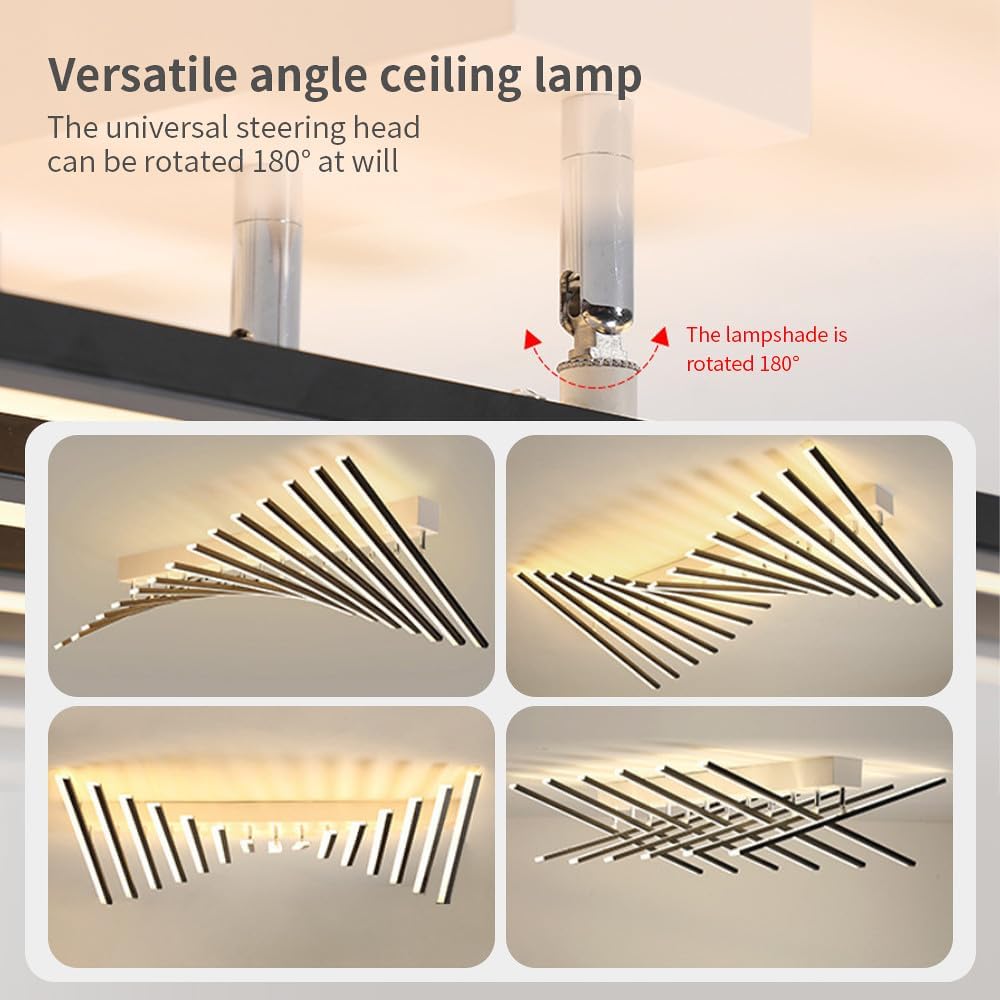 Lustra LED Minimalist LINES Reglabila Alb+Negru Telecomanda