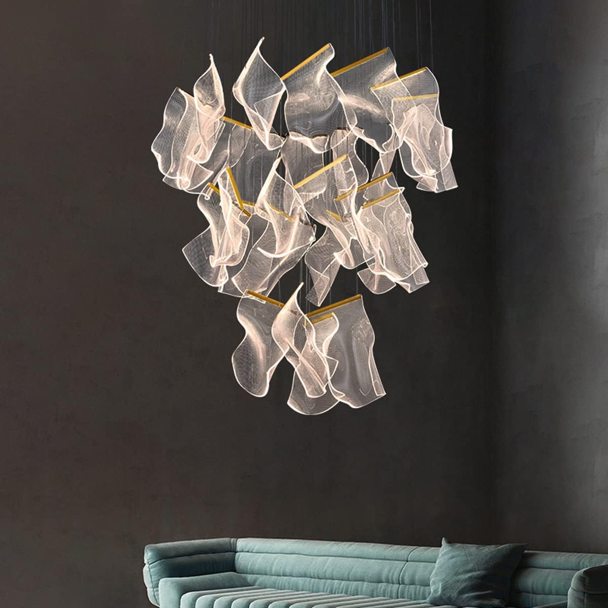 Lustra LED Luxury PAPER QUILL GOLD 25 Elemente Echivalent 500W