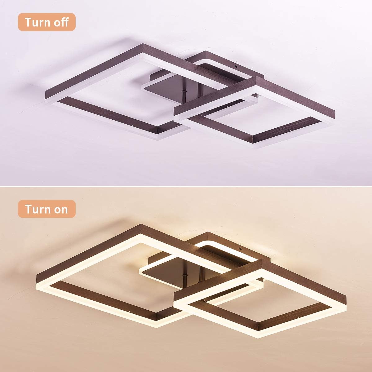 Lustra LED TWO SQUARE Maro Echivalent 600W Telecomanda