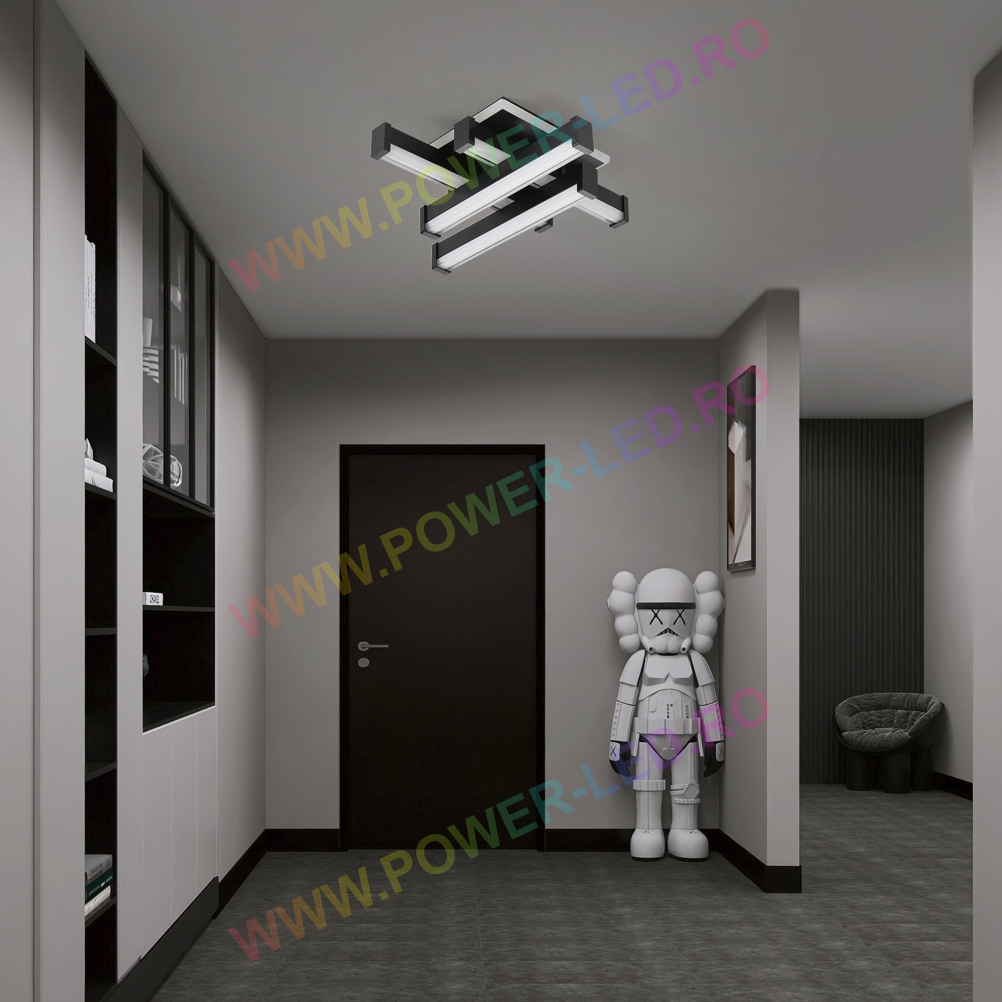 Aplica LED LINNES SQUARE 62W BLACK Echivalent 300W