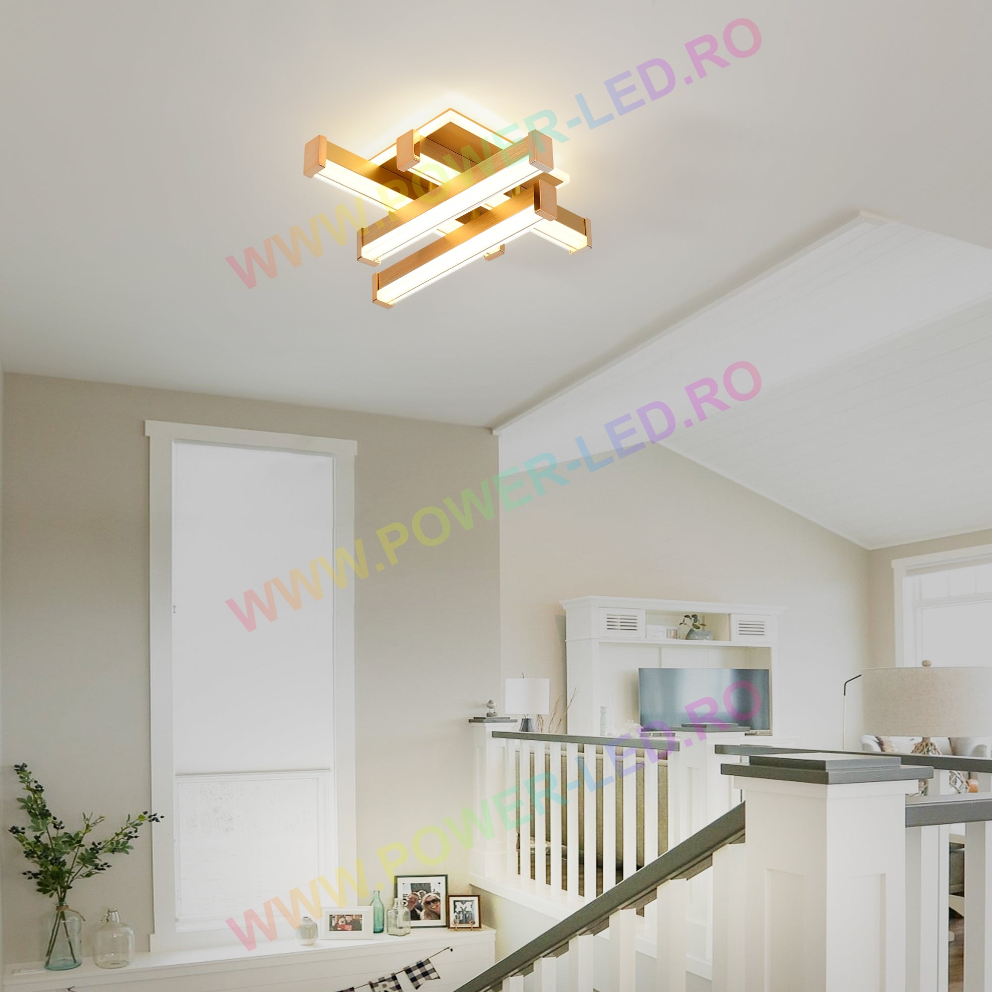 Aplica LED LINNES SQUARE 62W GOLD Echivalent 300W