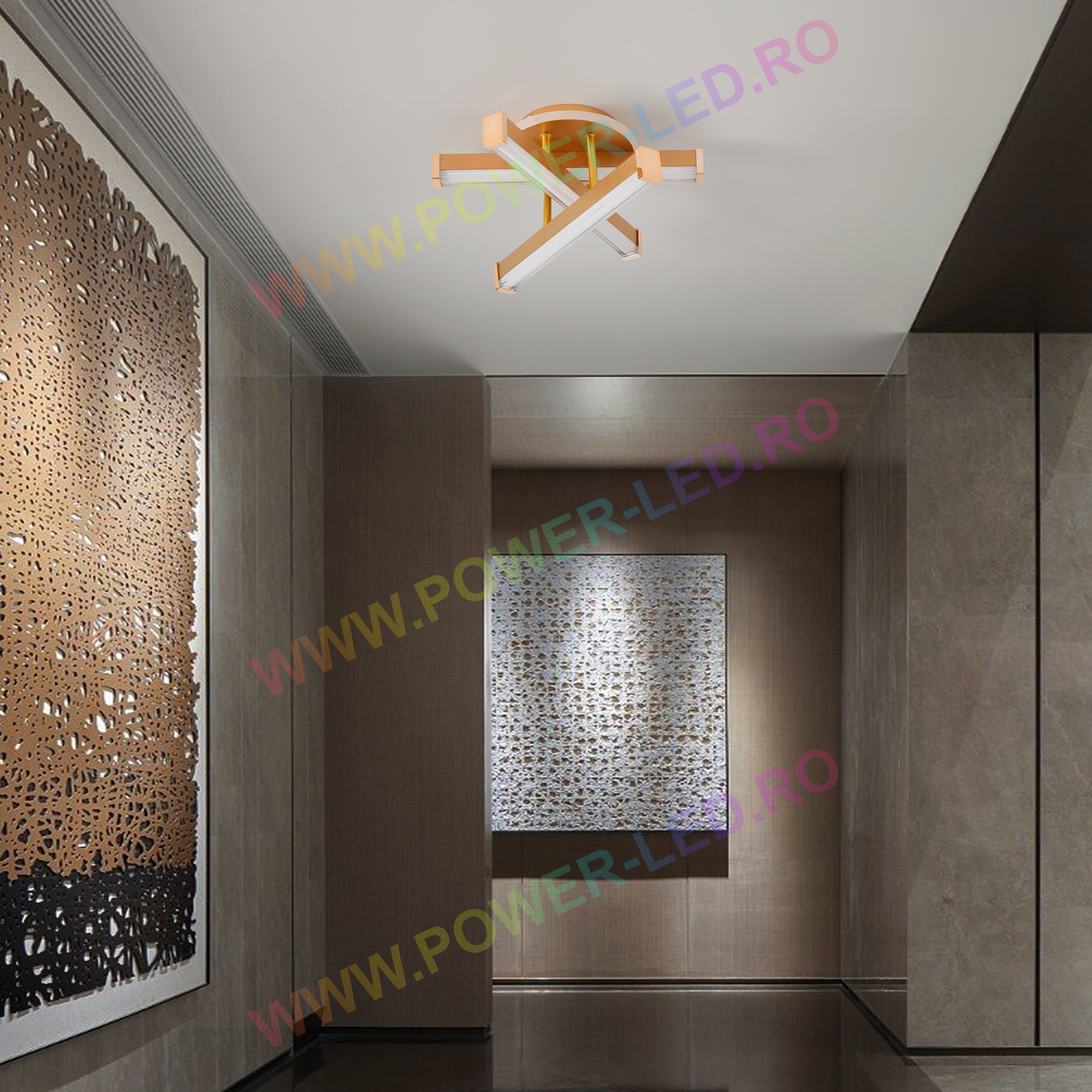 Aplica LED LINNES CIRCLE 52W GOLD Echivalent 300W