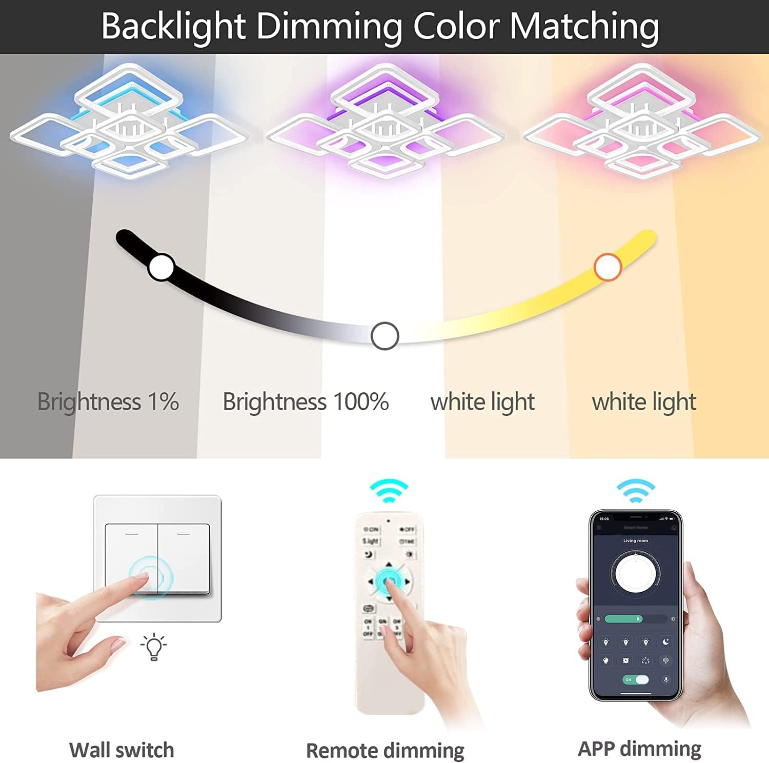 Lustra Led 240W 4 + 4 Square Gigant Rgb Echivalent 1000W Telecomanda Lighting Fixtures