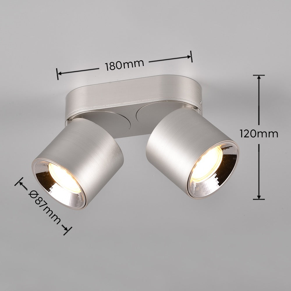 Spot Aplicat Orientabil Dreptunghiular Argintiu Dulie 2xGU10 L18 x H12CM