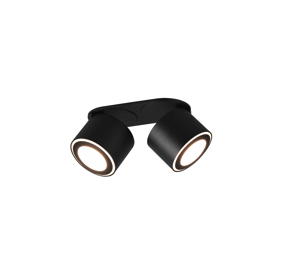 Spot LED Premium Aplicat Orientabil Dreptunghiular 2x450lm Negru 3 Moduri de Iluminare