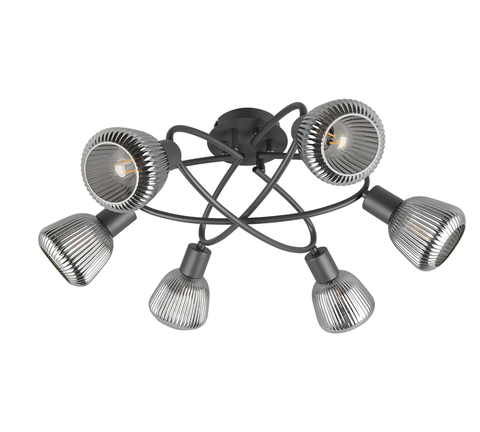 Lustra TARIFA Abajur Negru Mat 6xE14