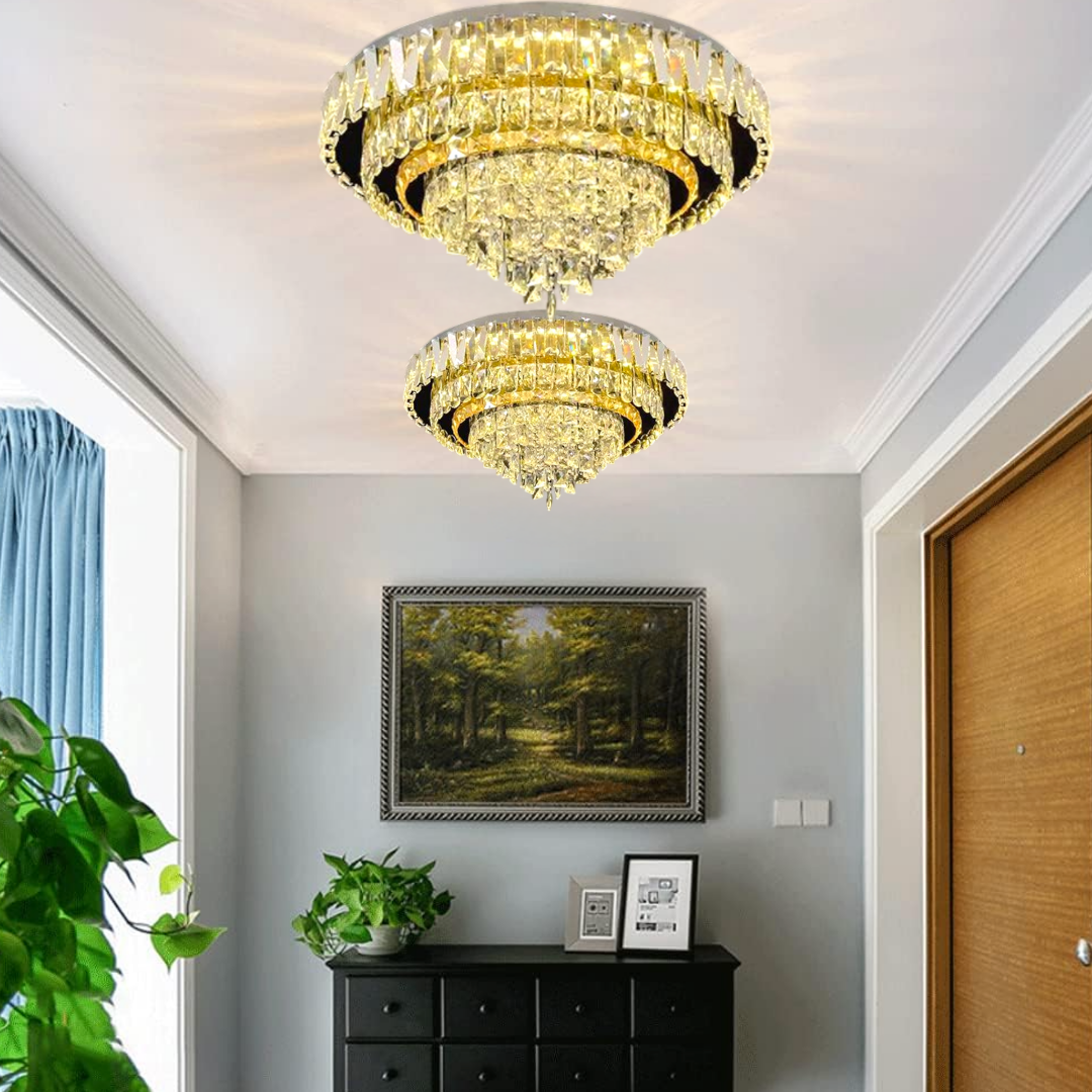 Lustra LED Cristal Aplicata Grandisomo Luce Rotunda Telecomanda