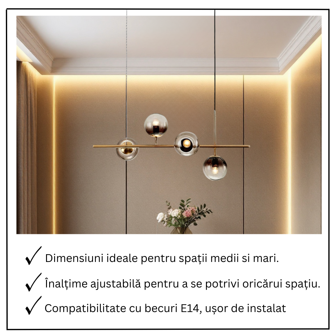 Lustra Abajur 4xE14 Suspendata Phantom Noir