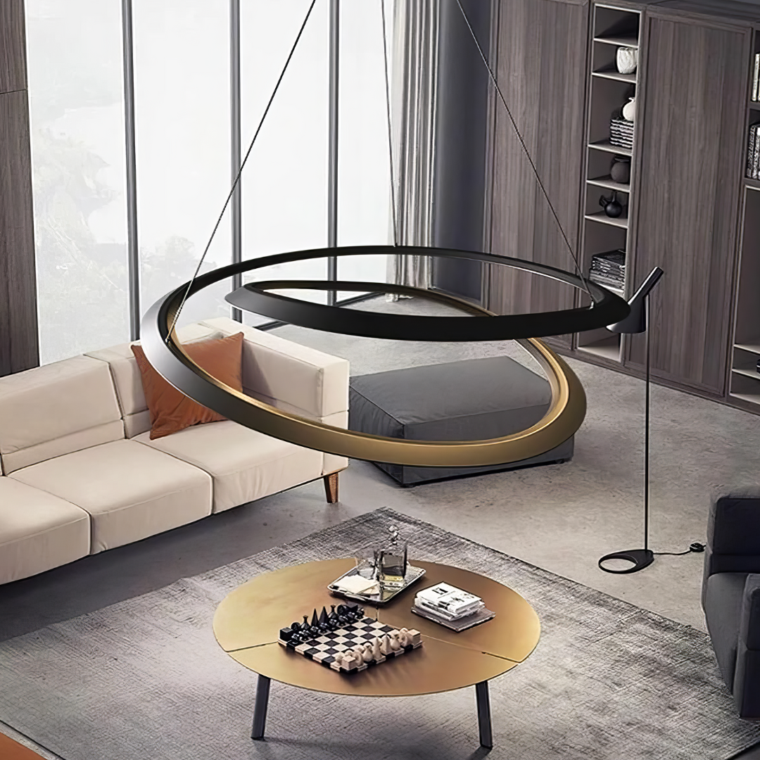 Lustra LED Suspendata 120W Lumea Black Telecomanda Echivalent 600W