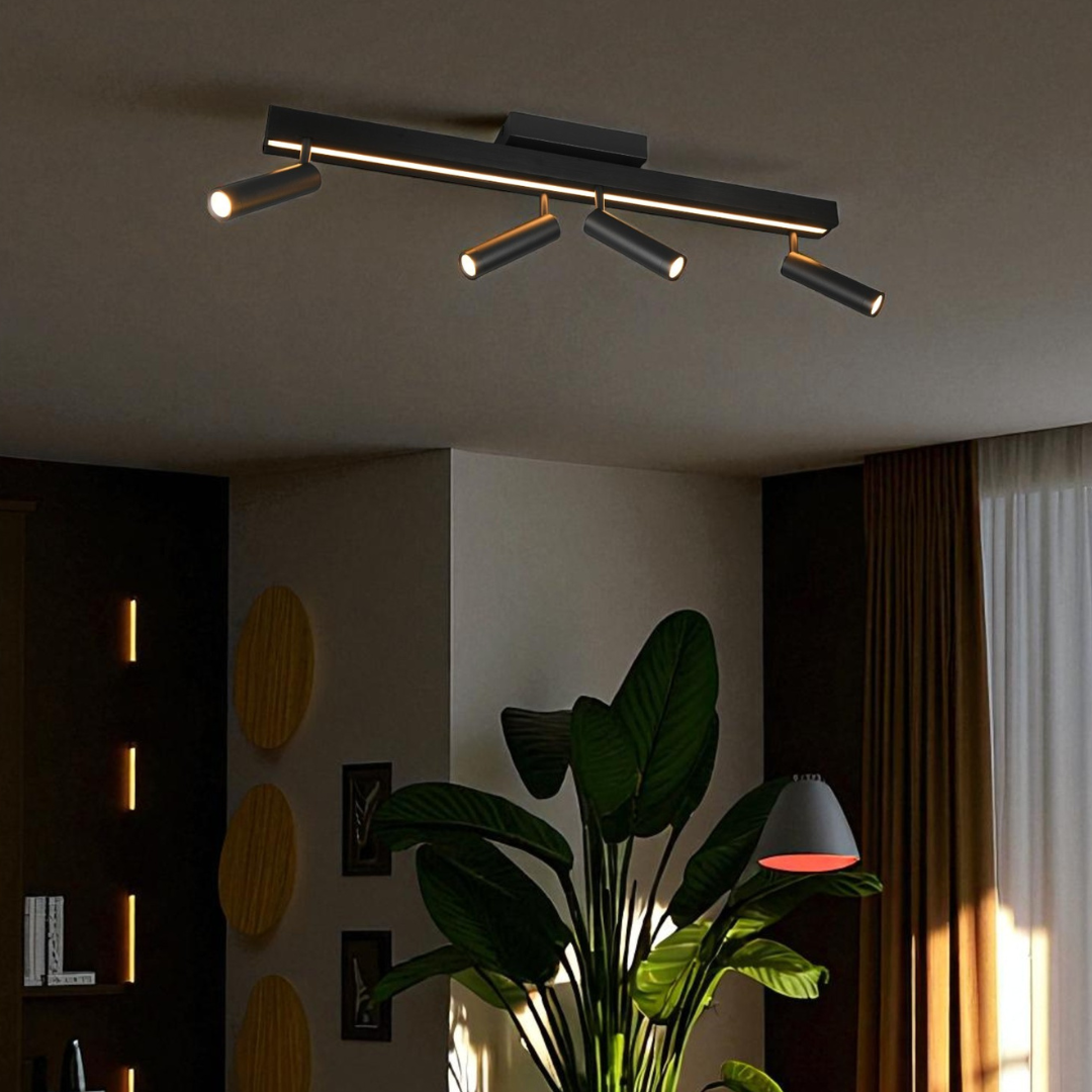 Lustra LED cu 4 Spoturi pe Sina ZENO Black Telecomanda