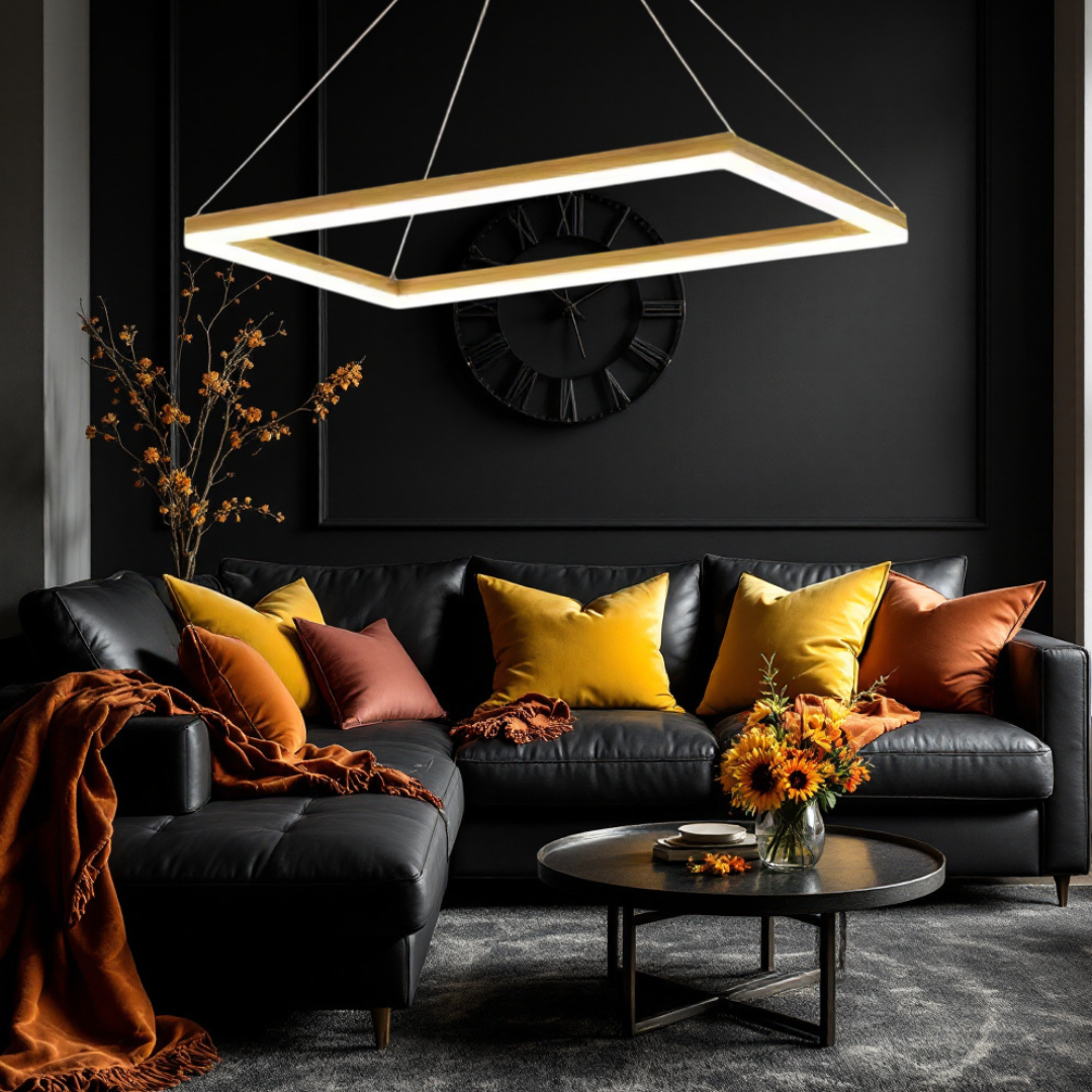 Lustra LED Suspendata 1 Element Rectangular 80X40CM Auriu Echivalent 400W