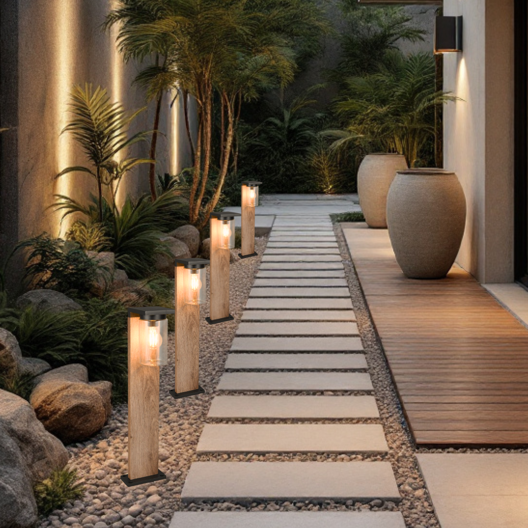 Stalp Ornamental ARDILA Finisaj Stil Lemn 65CM 1XE27