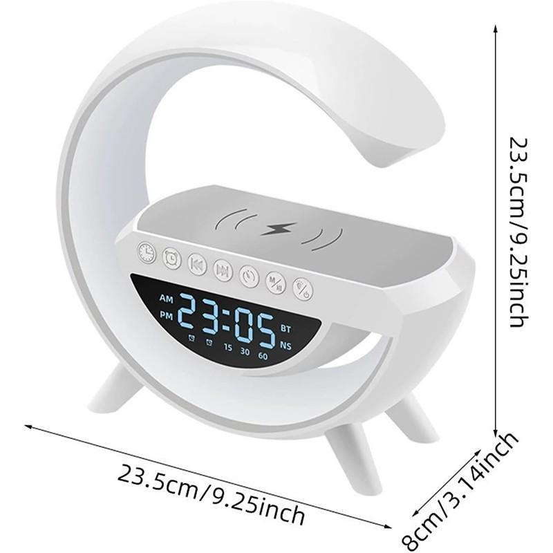 Lampa LED Birou RGB cu incarcare Wireless, Bluetooth, Ceas, Alarma si USB