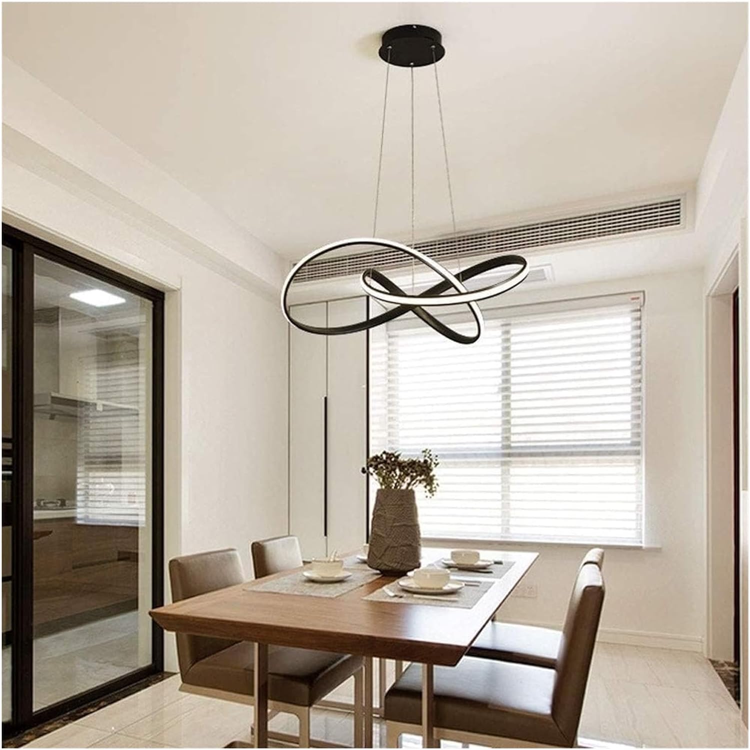 Lustra LED Suspendata INFINITY Black Telecomanda Echivalent 500W