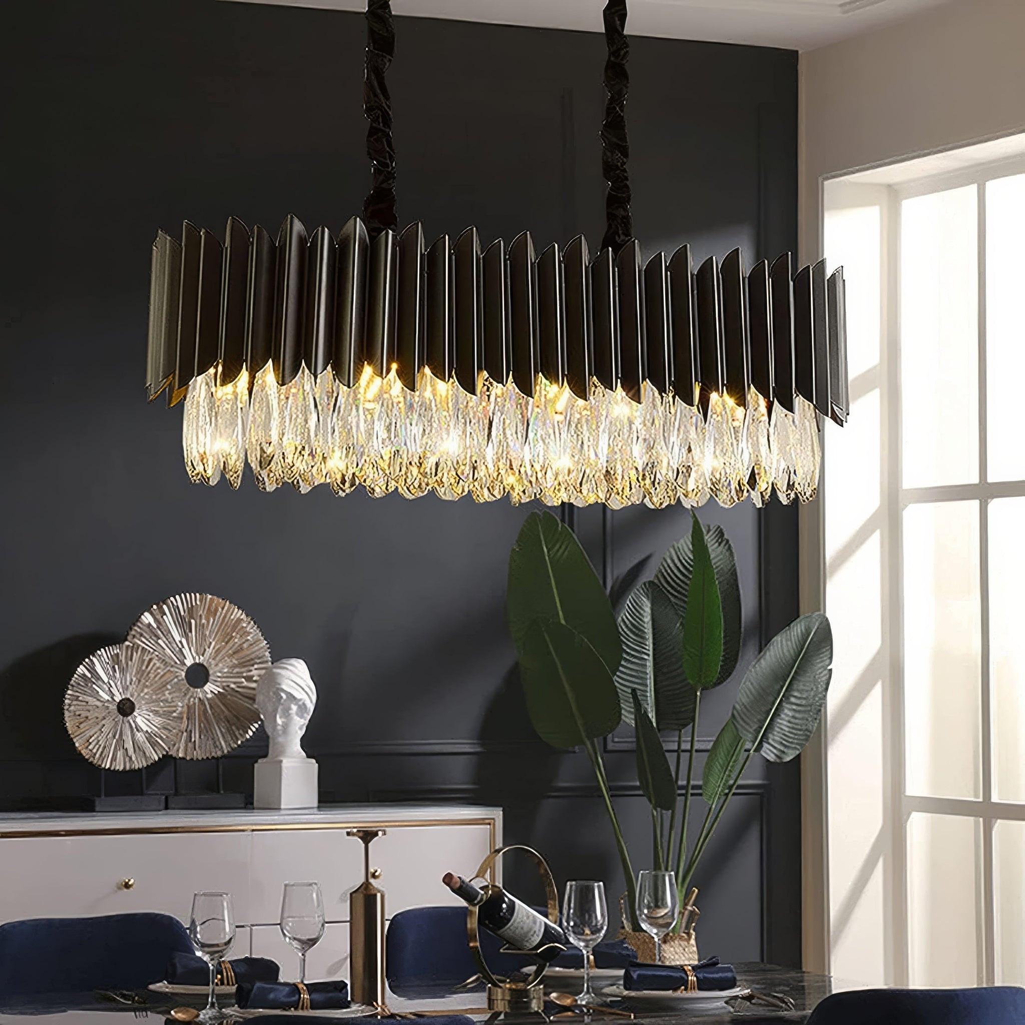 Candelabru Cristal 80x35cm Black Extravaganza 8xE14