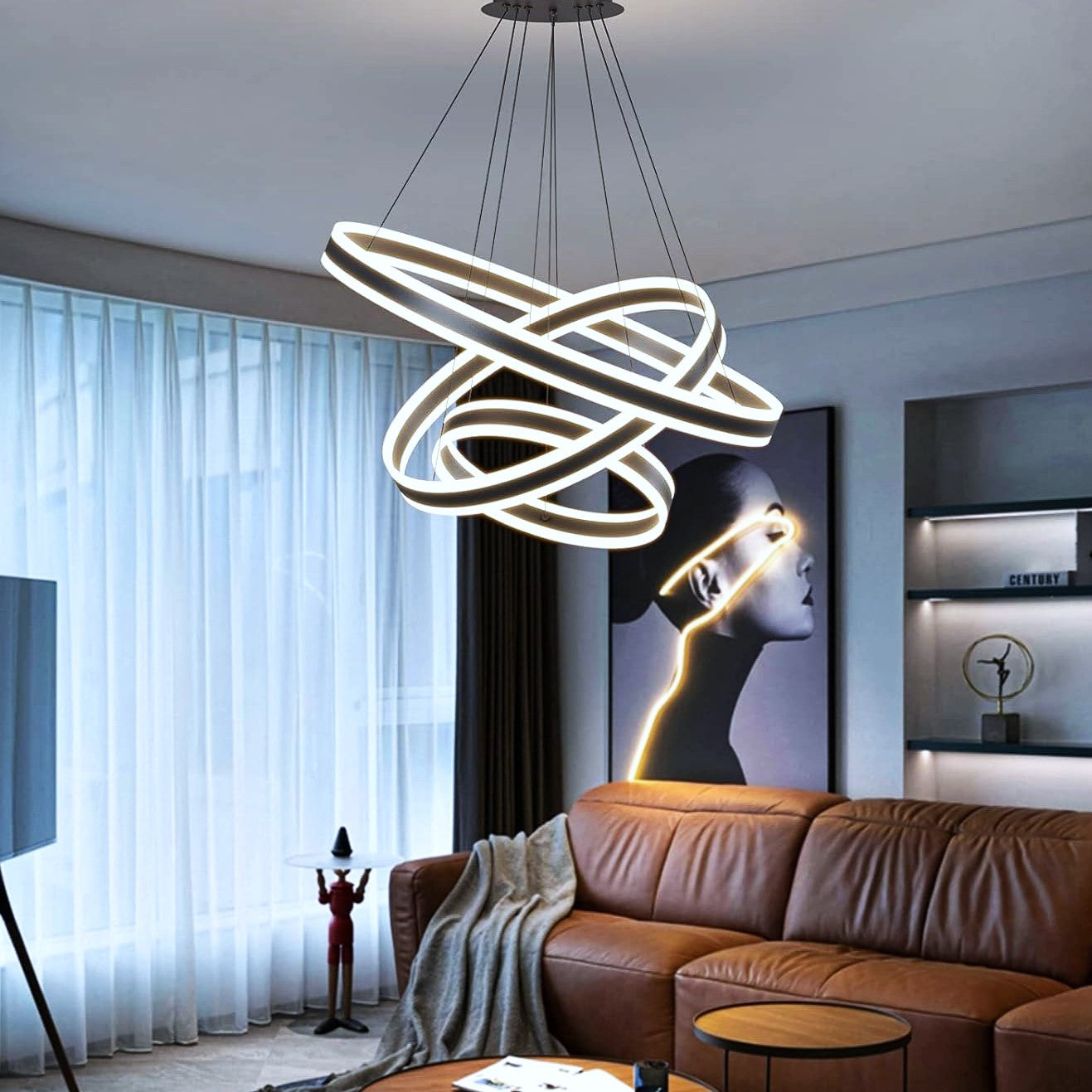 Lustra LED KING Black XXL 80cm 3 Segmente Echivalent 1200W Telecomanda