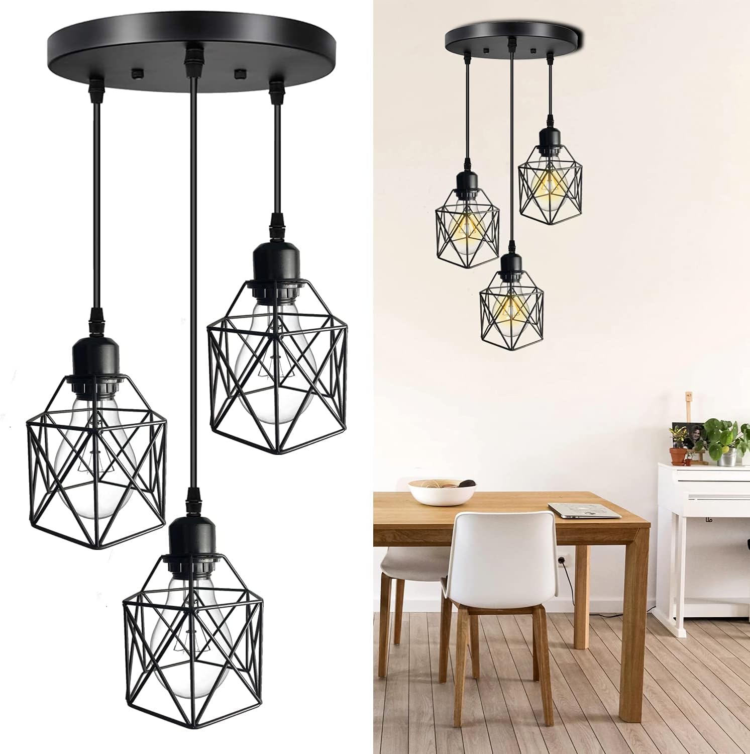 Lustra Bjorn Vintage Black Suport Rotund