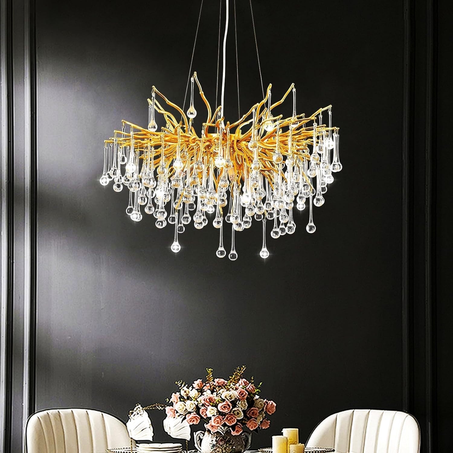 Candelabru Cristal LUXURY Golden Tears 40CM