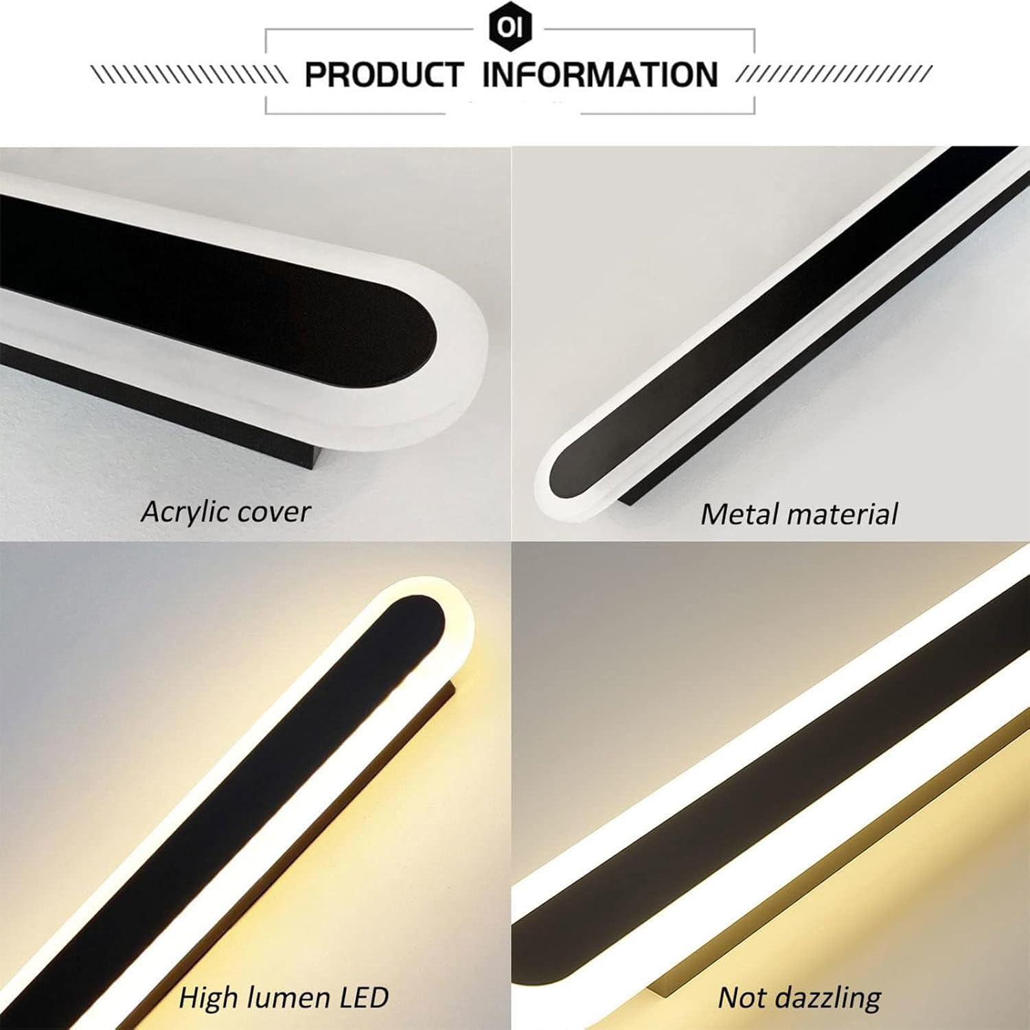 Aplica LED Liniara 80cm Neagra Echivalent 400W