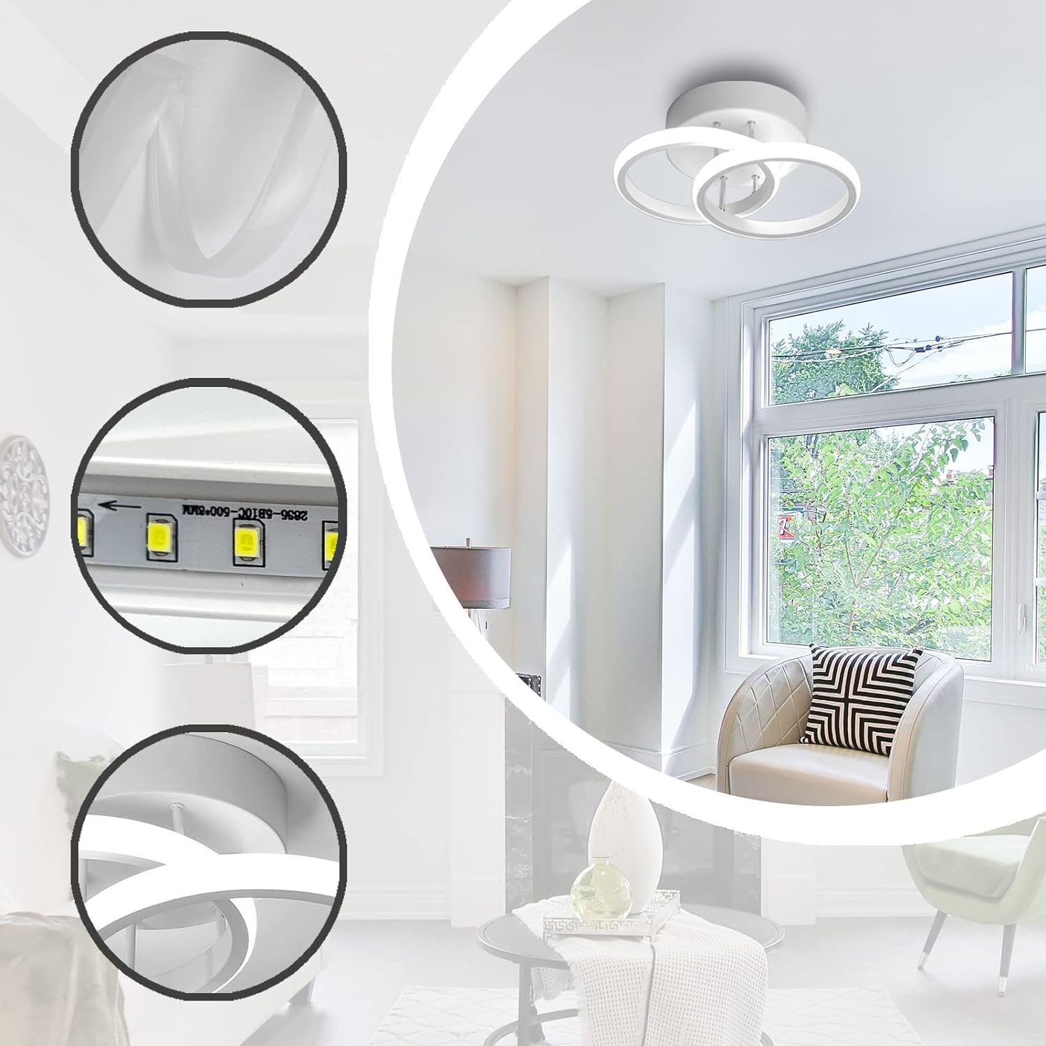 Lustra LED 28W TWO CIRCLE Echivalent 200W