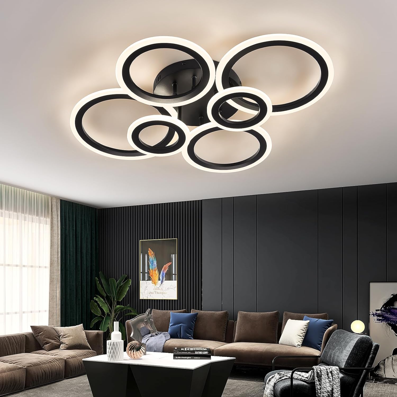 Lustra LED 4+2 CIRCLE MAXI Black SMART Echivalent 600W