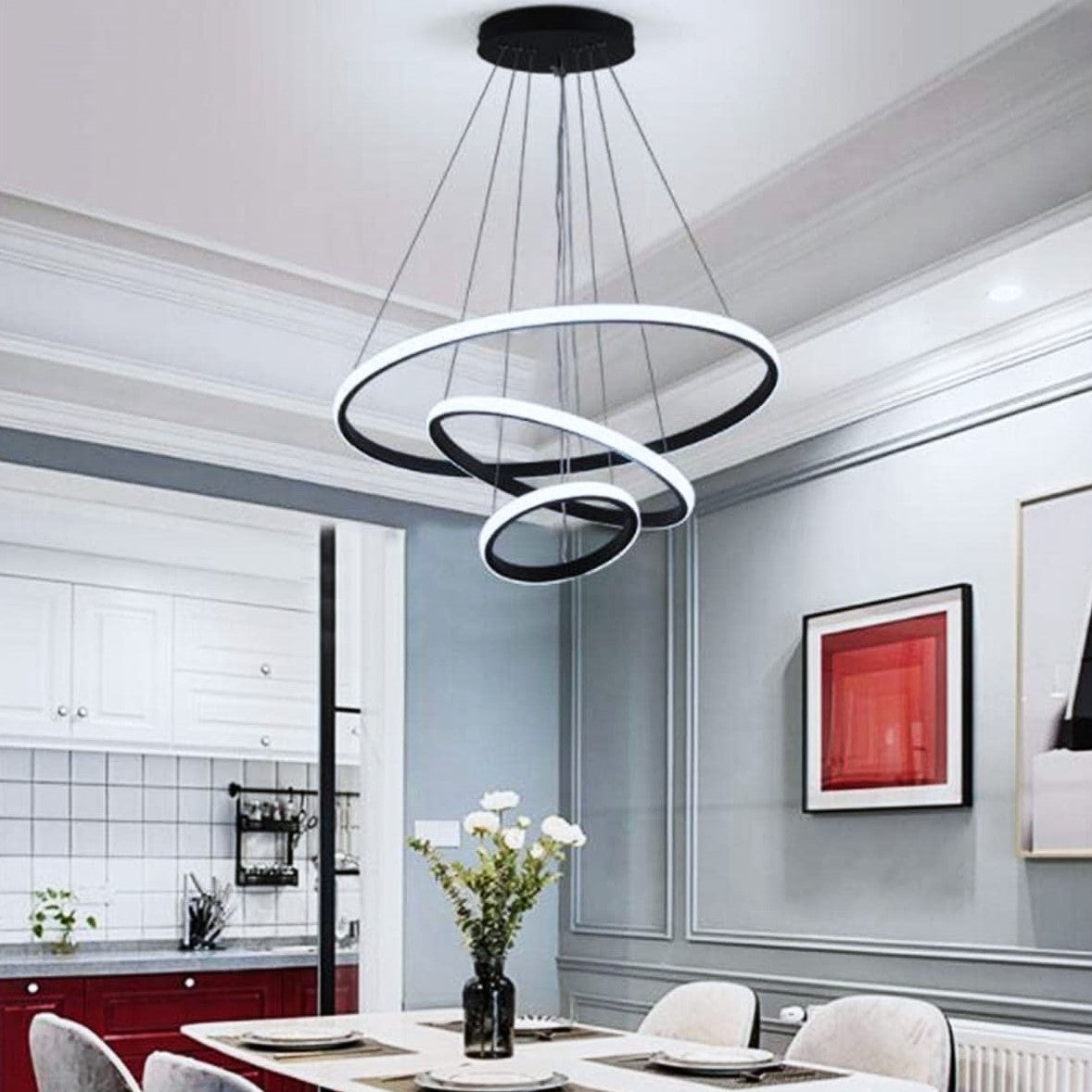 Lustra LED 96W Catalonia 3 Segmente Black Echivalent 400W