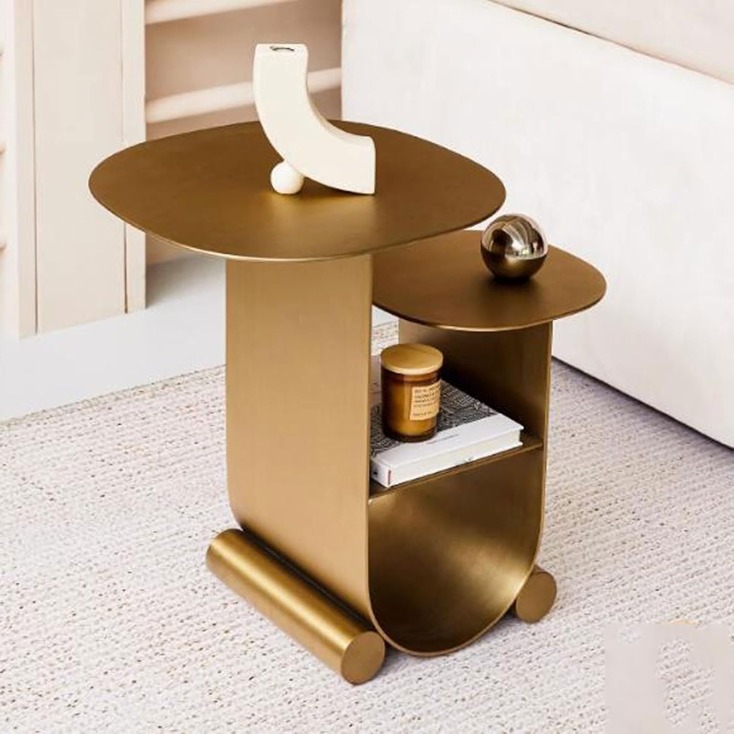 Masa Decorativa Brass Duo Golden Moderna din Metal MASA DECORATIVA / AURIE / 55CM decorative table