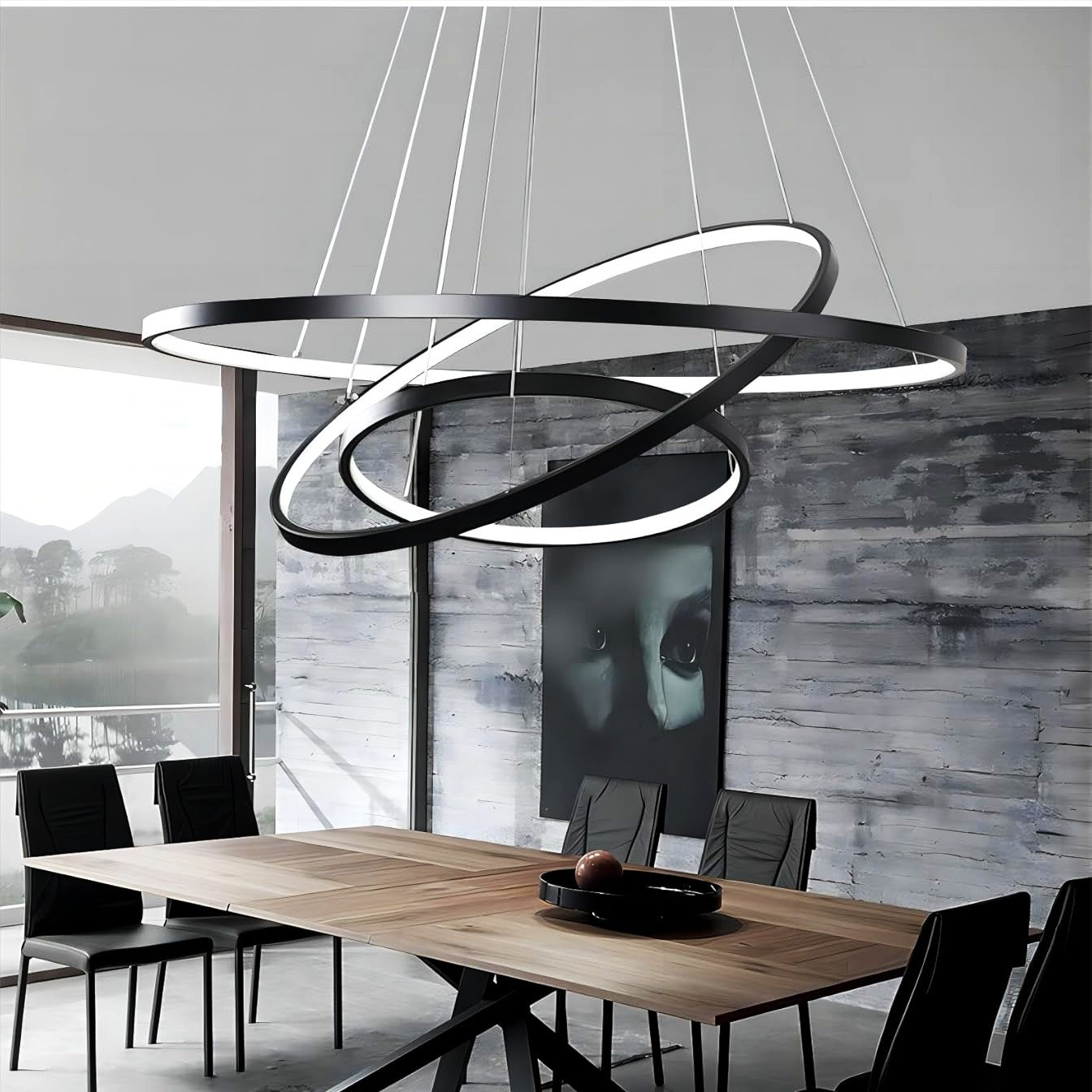 Lustra LED RGB-CCT AARON Black WIZ SMART Echivalent 1000W Telecomanda