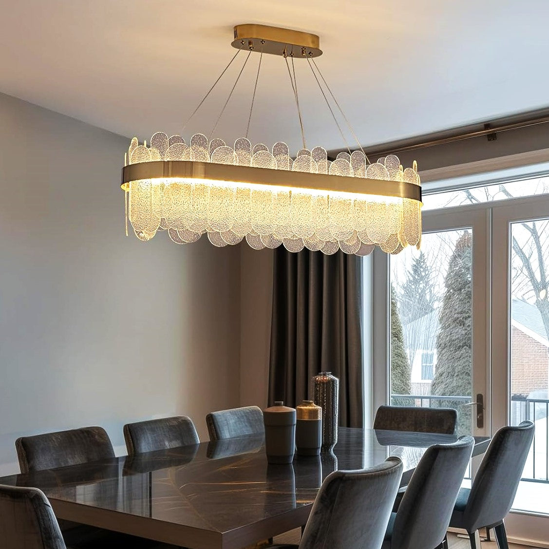 Lustra LED Suspendata QUEEN Gold Cristal 80x30cm