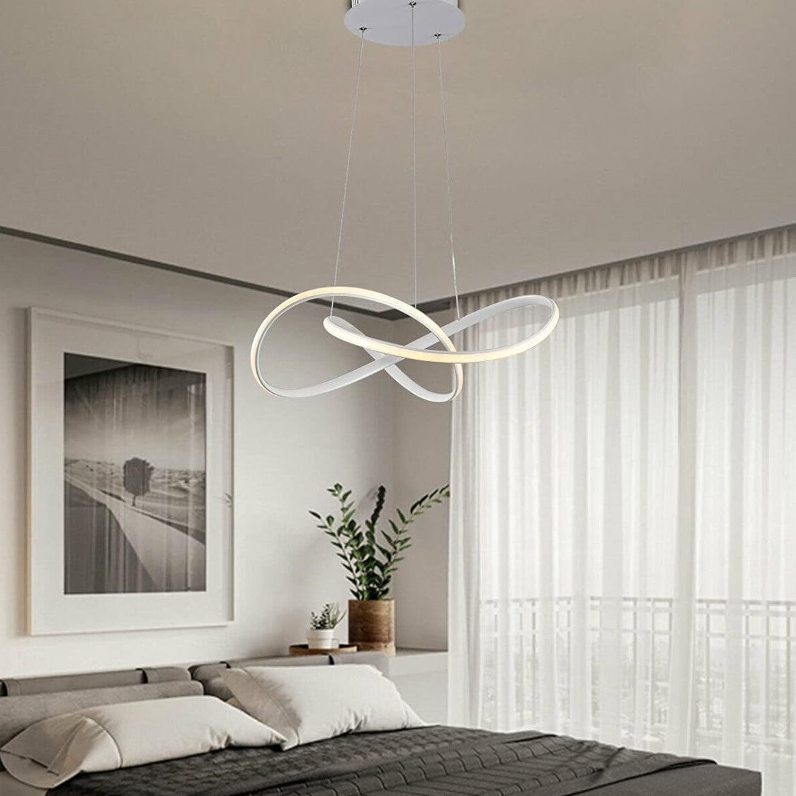 Lustra LED Suspendata INFINITY Alba Telecomanda Echivalent 500W