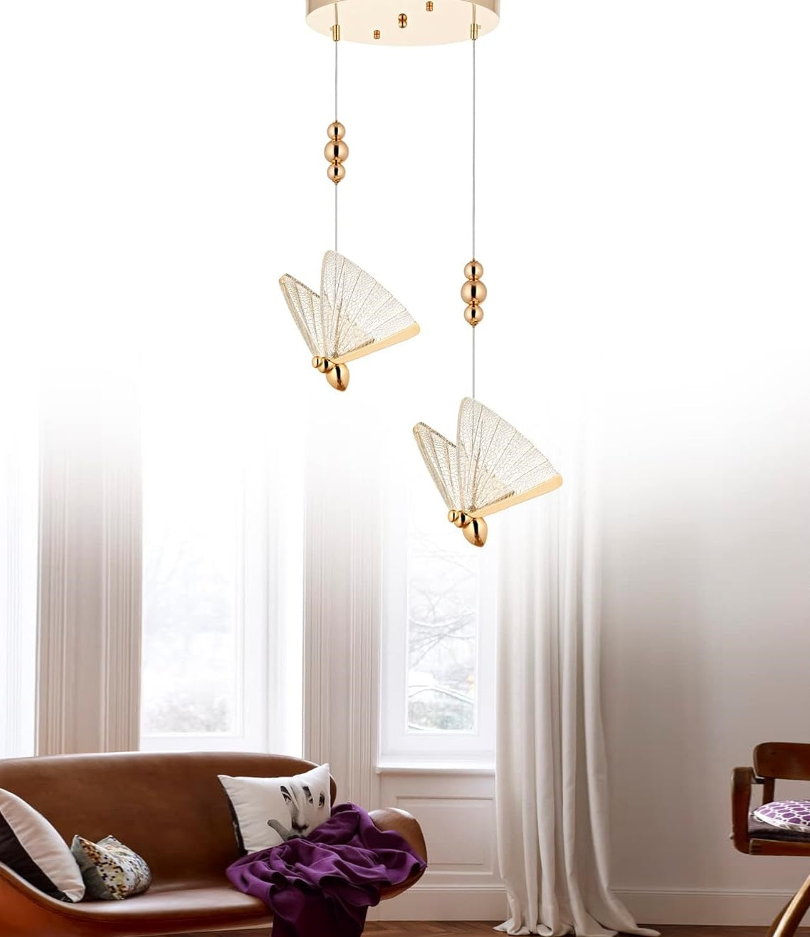 Lustra LED Luxury 2 Golden Butterflies