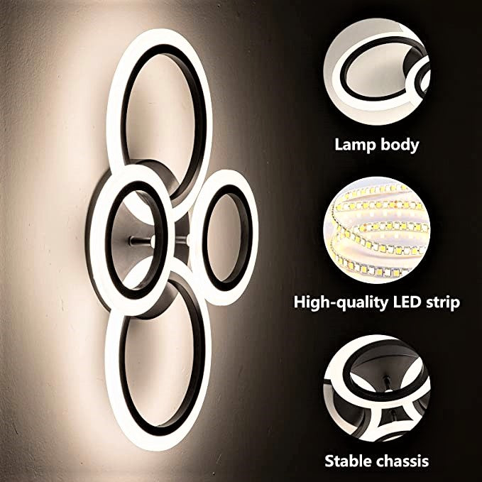 Lustra LED 2+2 CIRCLE BLACK Echivalent 400W Telecomanda