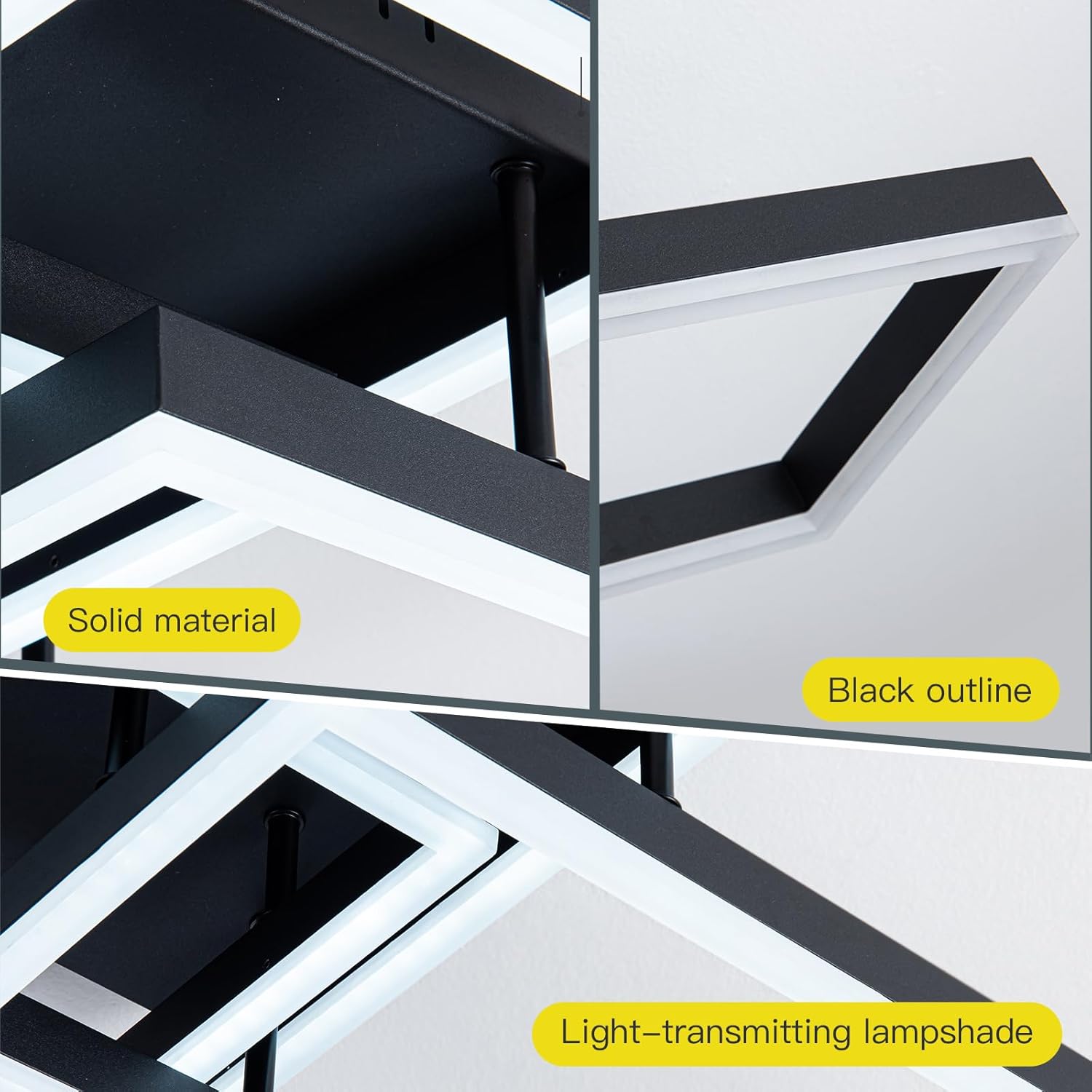 Lustra LED 3 Rectangular Shape Black Echivalent 300W Telecomanda
