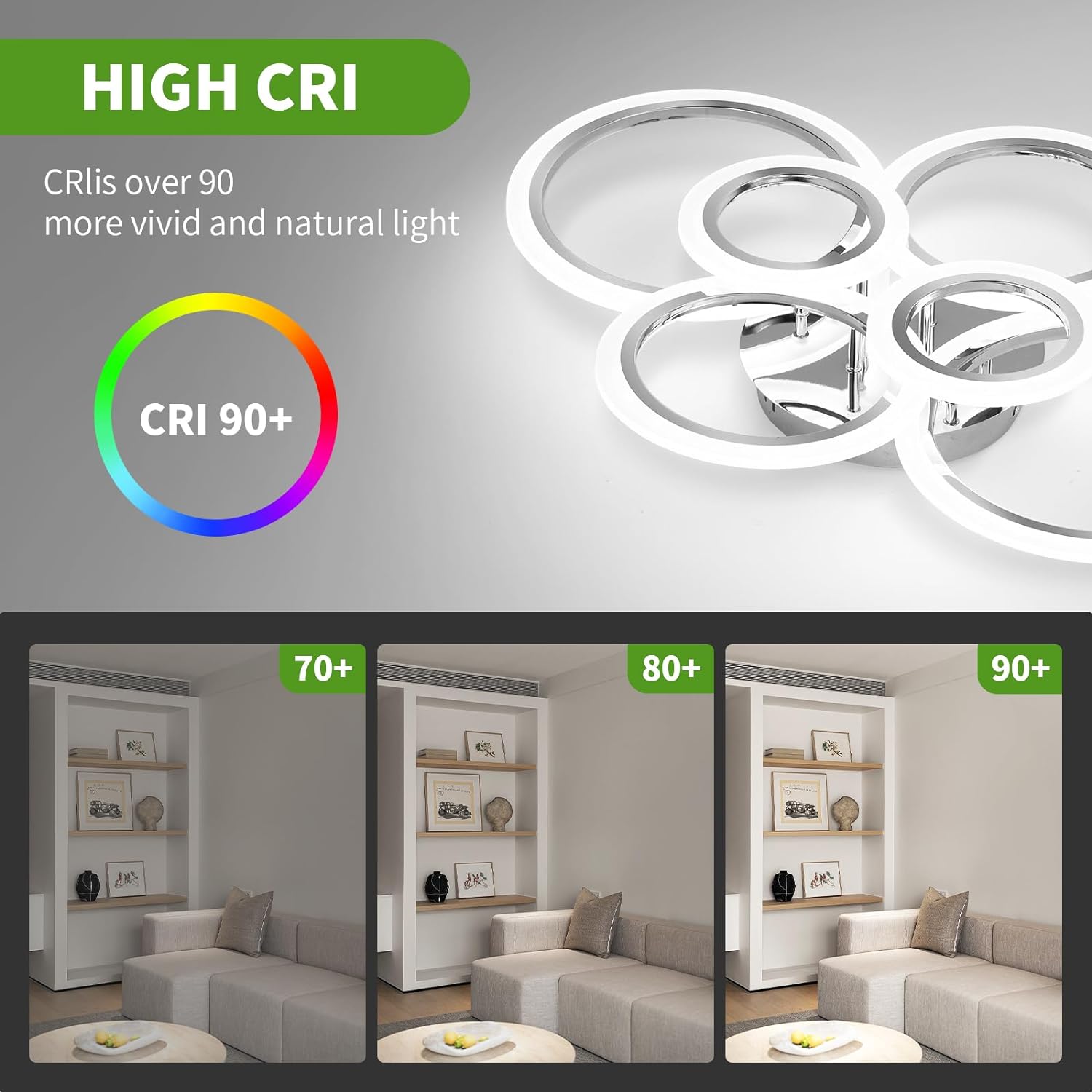 Lustra LED 4+2 Circle MAXI Chrome Echivalent 600W Telecomanda