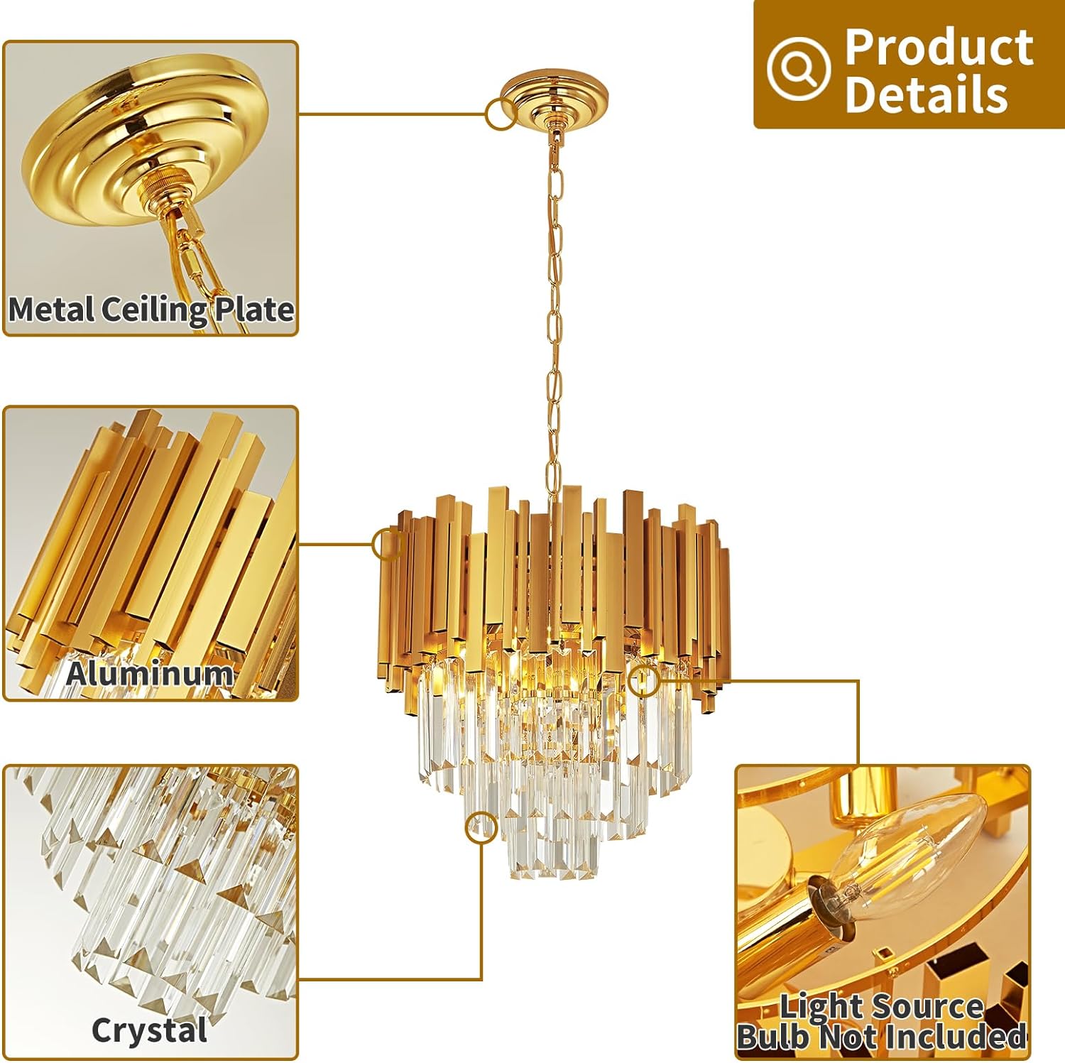 Candelabru Cristal GOLDEN MAXI 400mm