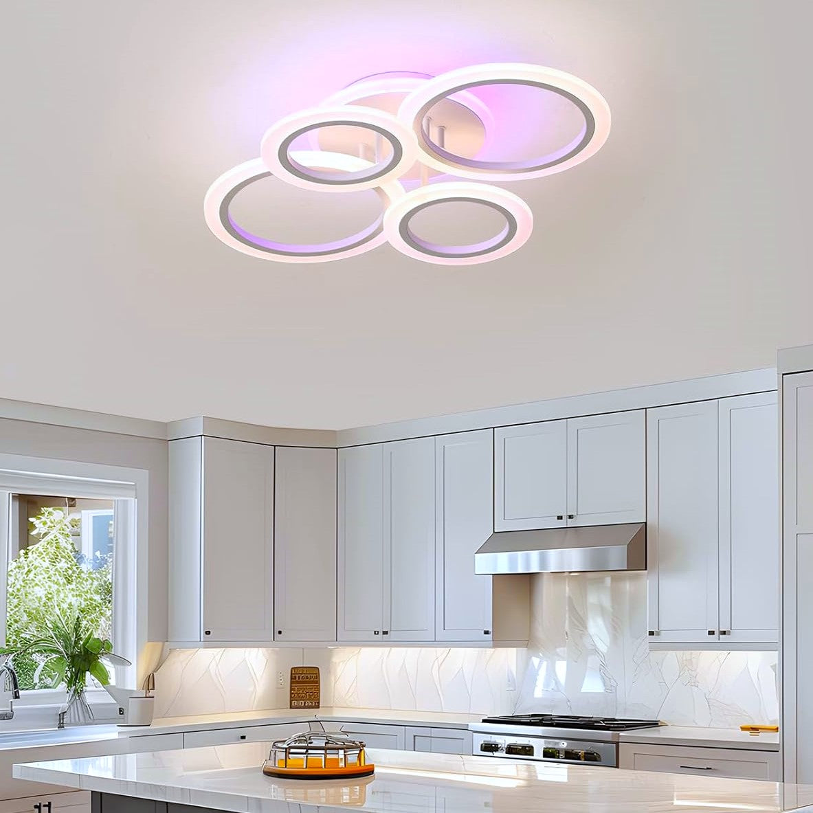 Lustra LED 4 Circle RGB Echivalent 500W Telecomanda