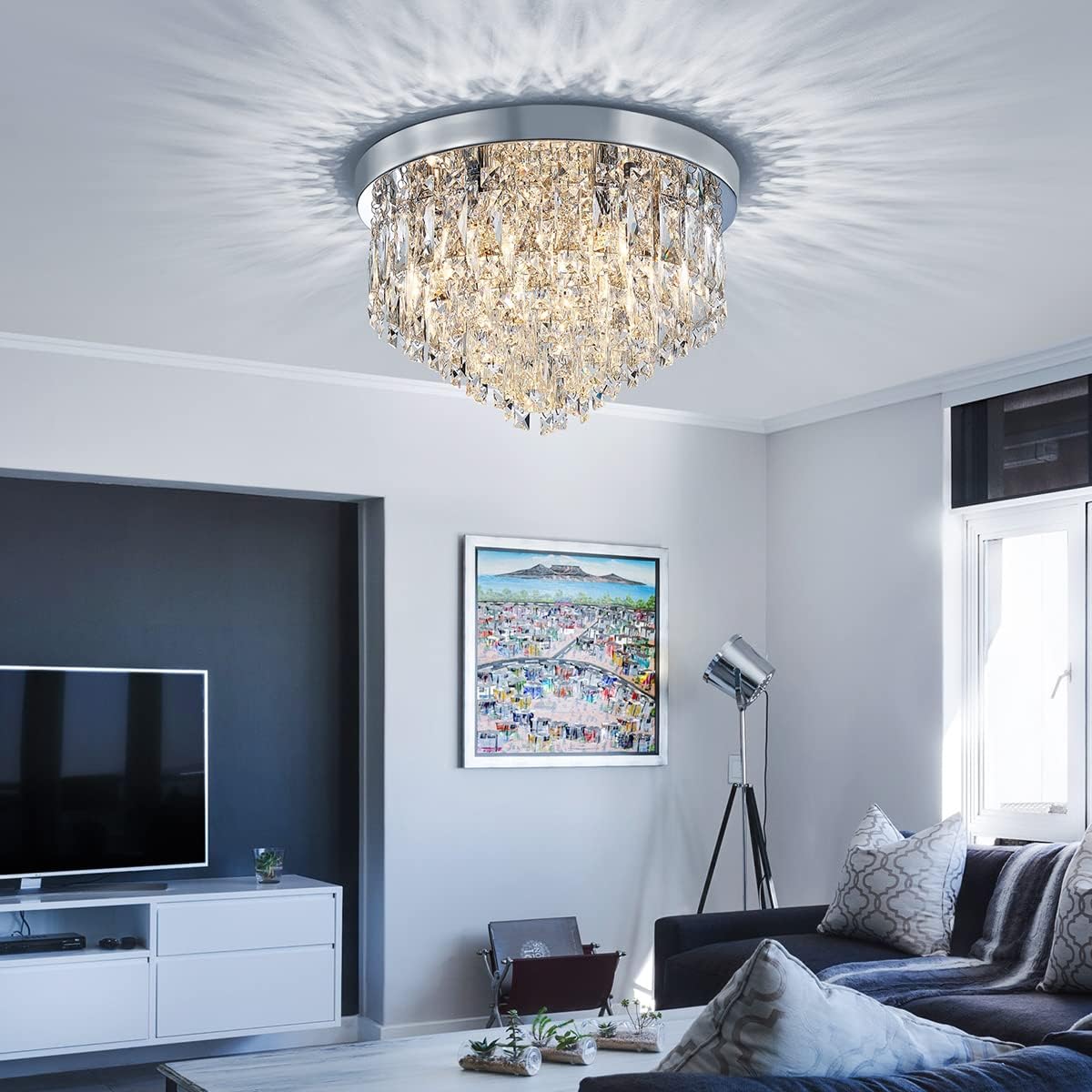 Candelabru Cristal MARY Silver 40cm Telecomanda