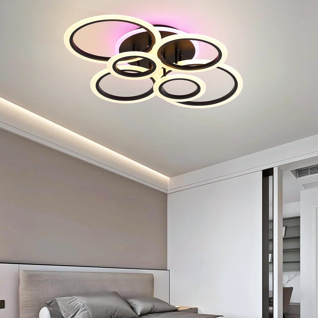 Lustra LED 4+2 CIRCLE RGB BLACK Echivalent 600W Telecomanda