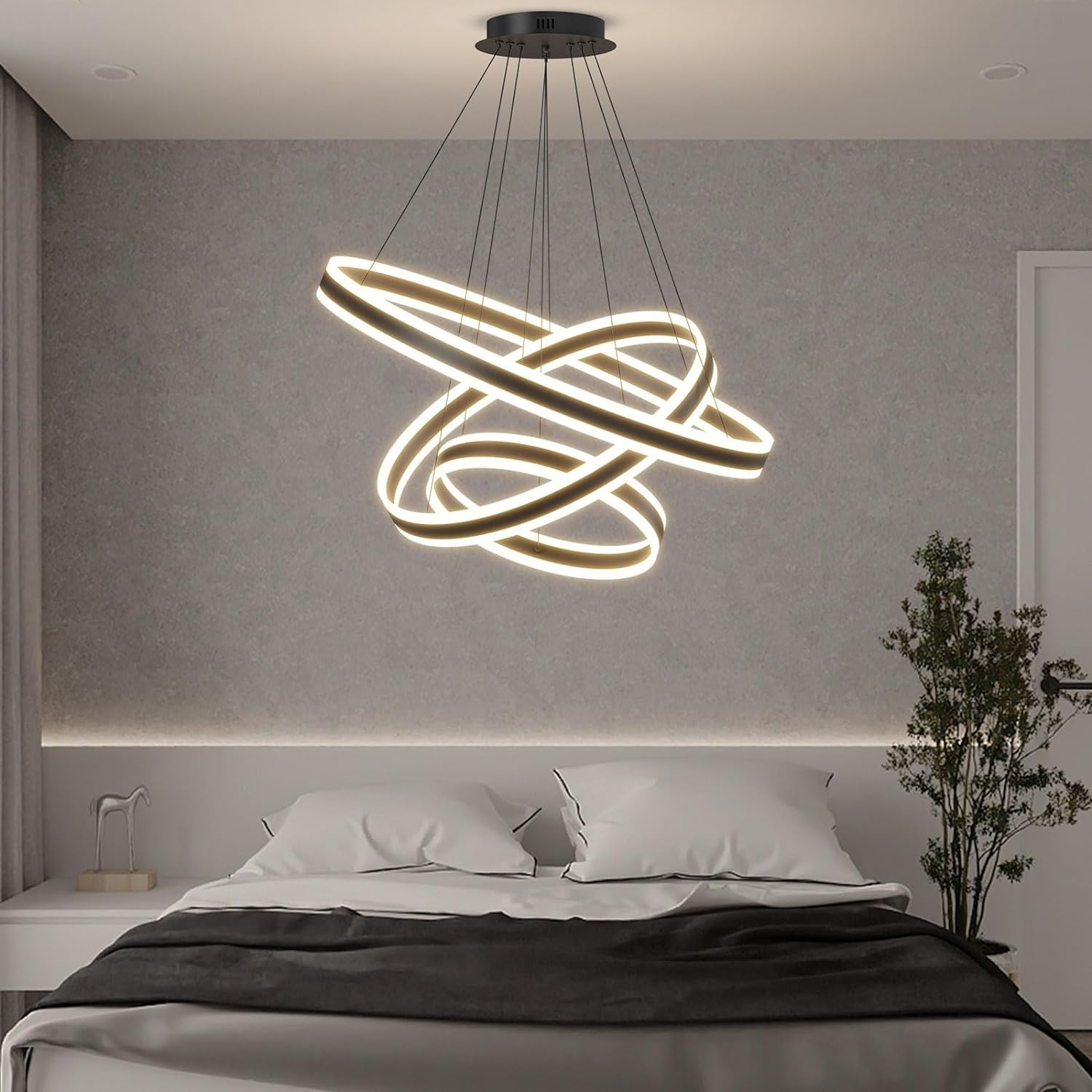 Lustra LED KING Black XXL 80cm 3 Segmente Echivalent 1200W Telecomanda