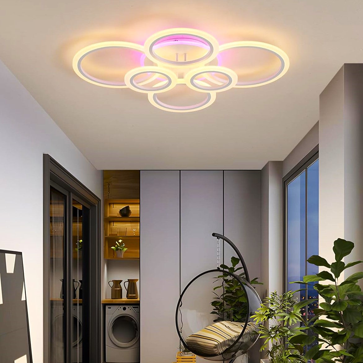 Lustra LED 4+2 CIRCLE RGB Alb Echivalent 600W Telecomanda