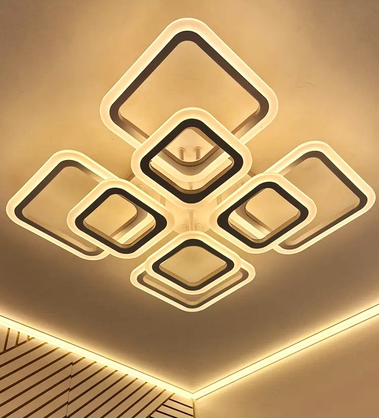 Lustra LED 4+4 SQUARE GIGANT Echivalent 1000W Telecomanda